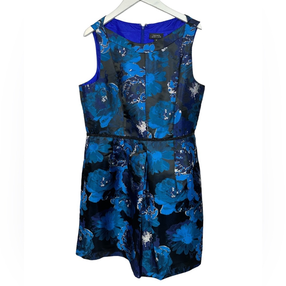 NWT ASL Tahari Blue & Silver Floral Dress